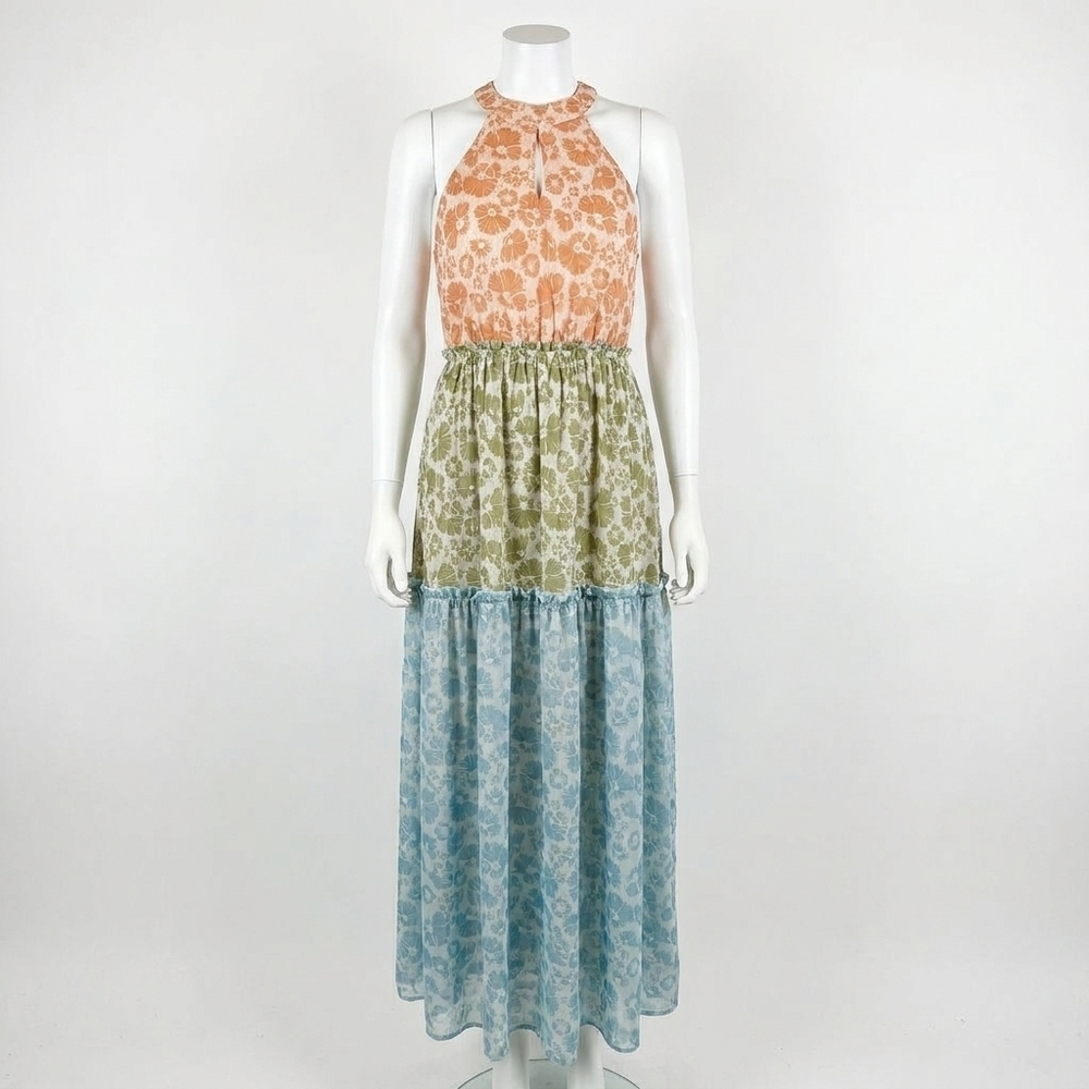 NEW KORI soft printed halter maxi dress in multi